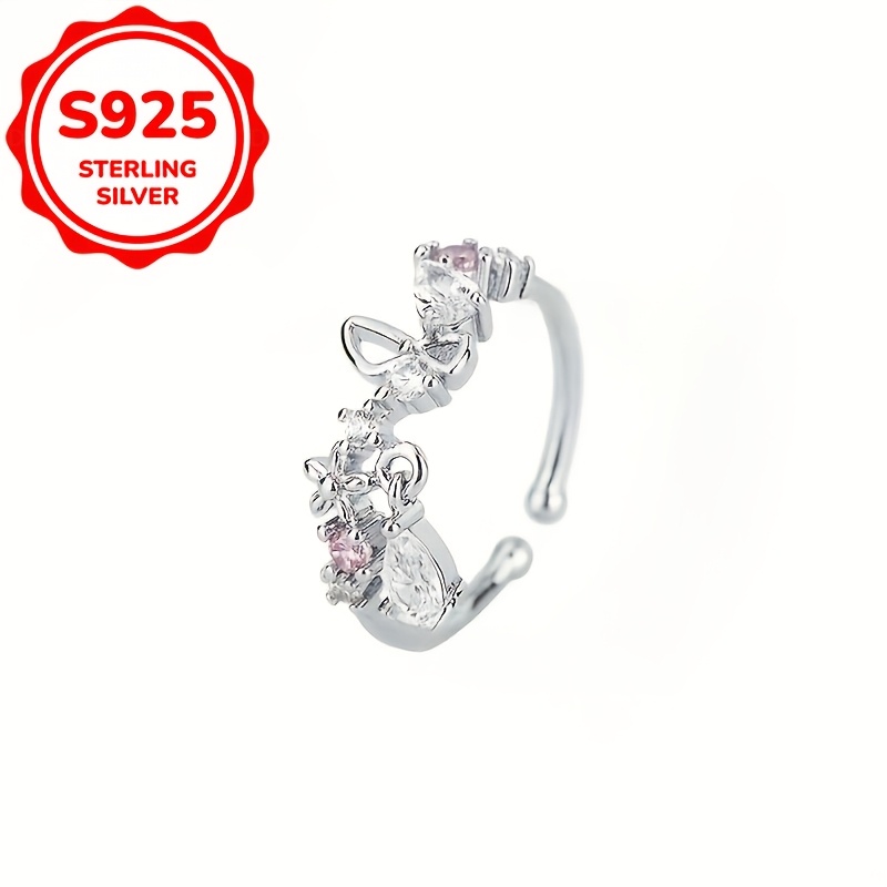 Women's Adjustable Wreath Index Finger Ring — Romantic Butterfly Design